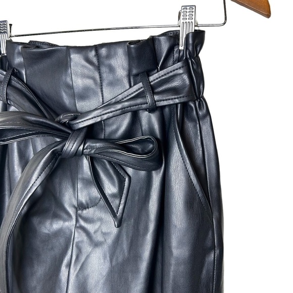 Zara Faux Leather Paper Bag Tie Waist Shorts - Picture 5 of 13